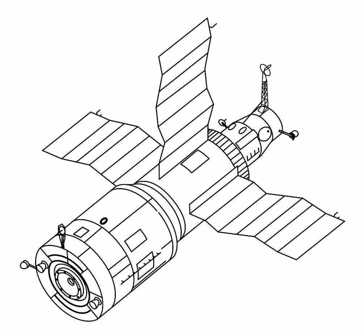 Tempting space station coloring page