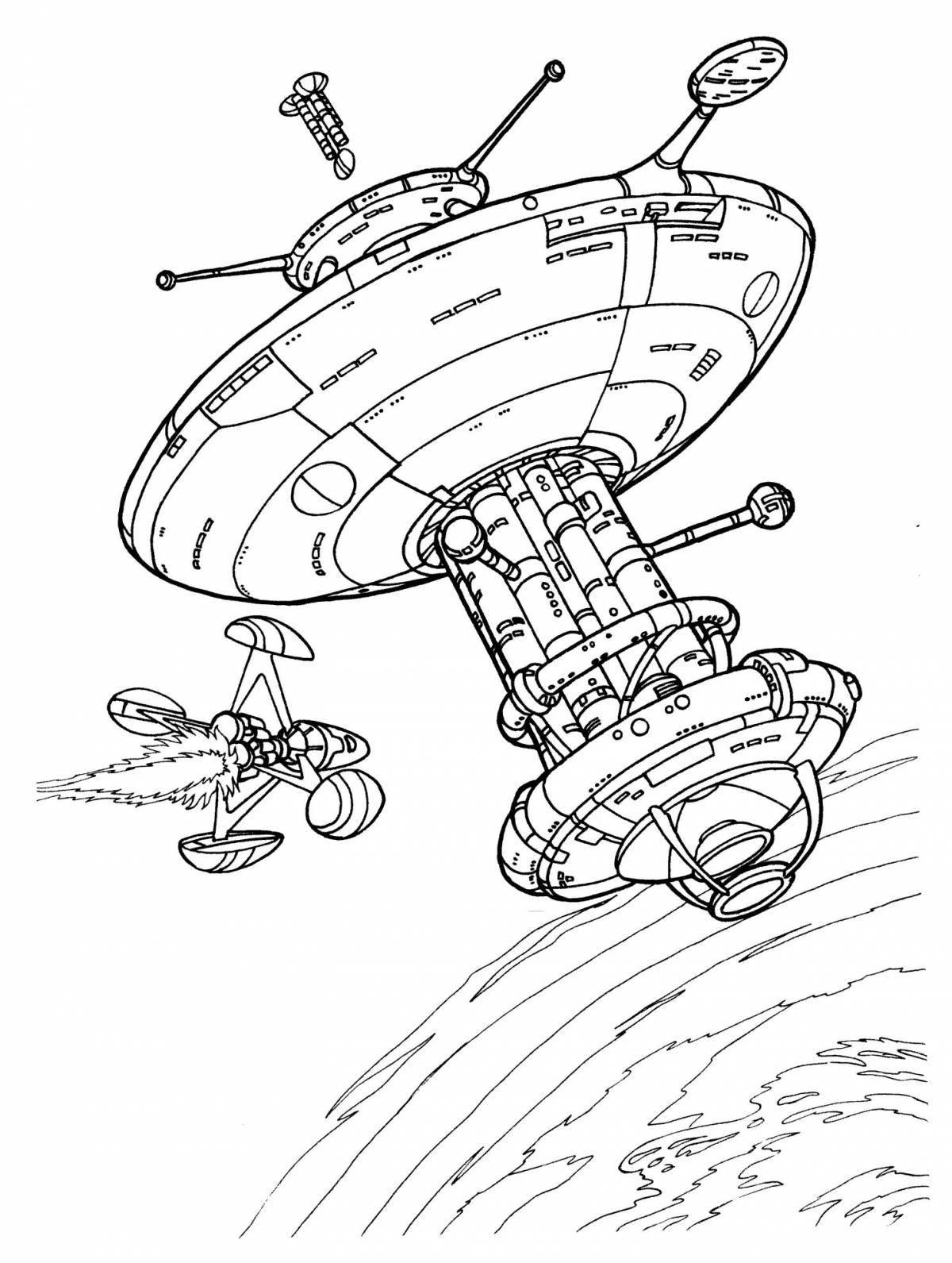 Gorgeous Space Station coloring page