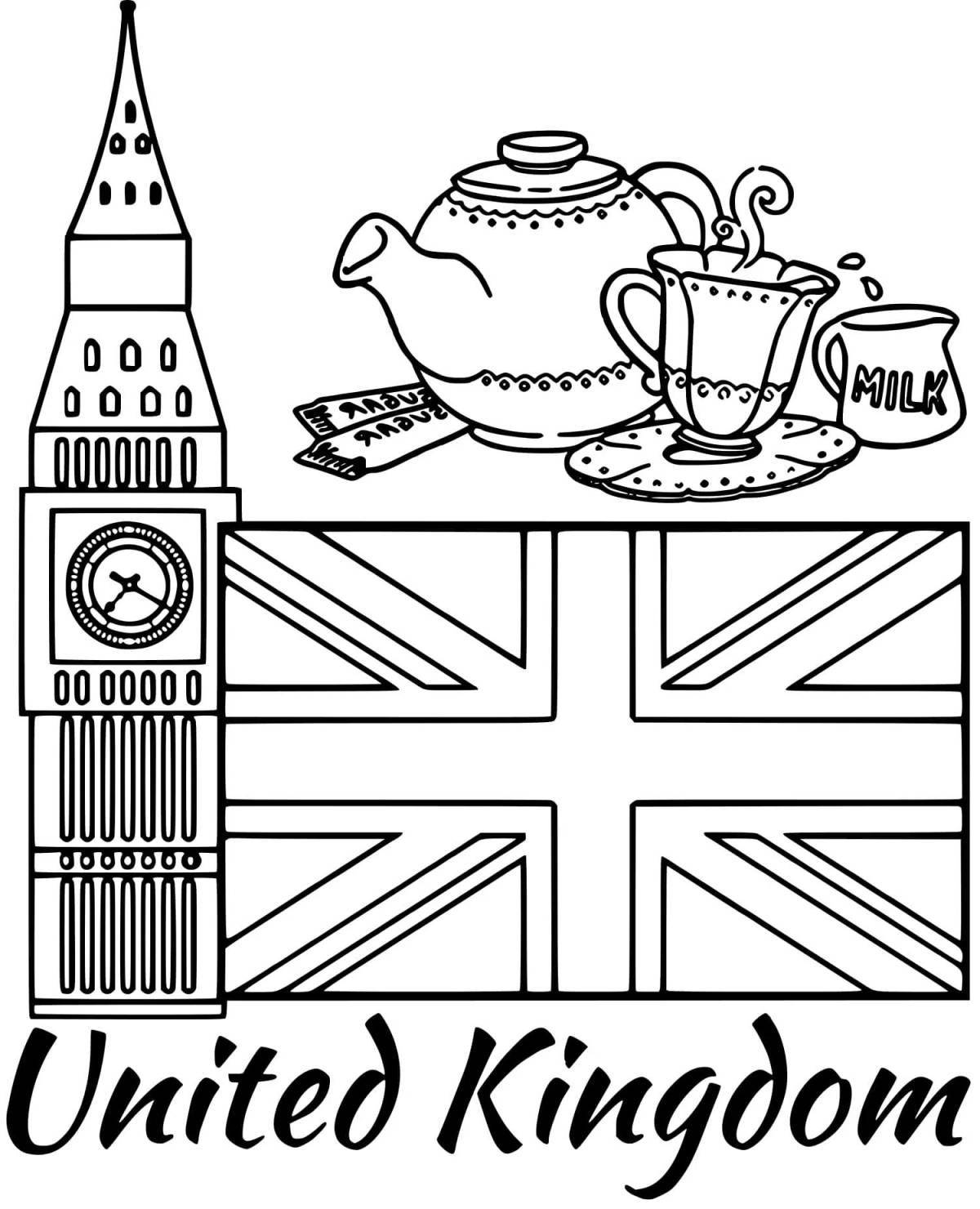 Colorful English flag coloring page