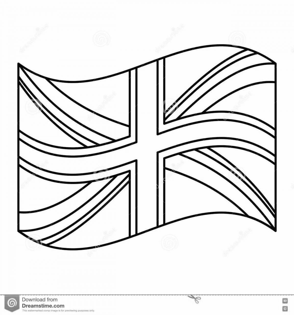 Яркая страница раскраски с английским флагом