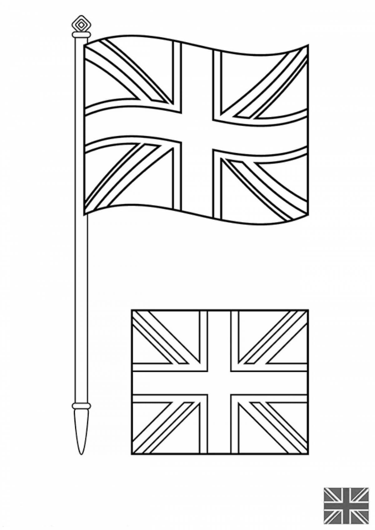Coloring book with bright English flag