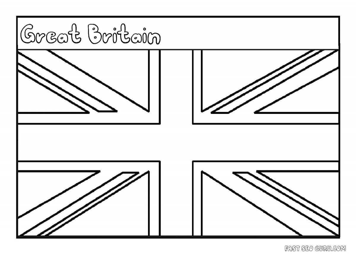 Colorfully detailed English flag coloring page