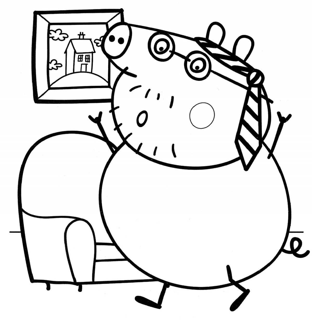 Photo Coloring page happy daddy pig