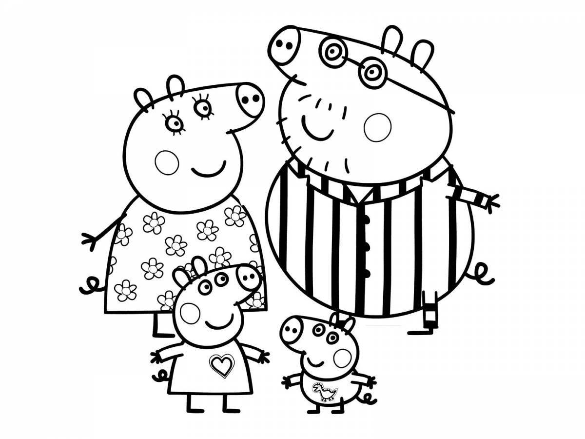 Coloring page happy daddy pig