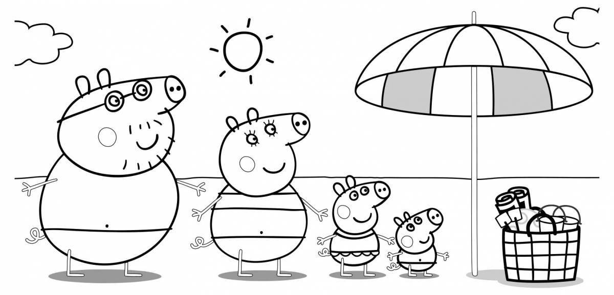 Coloring page playful daddy pig