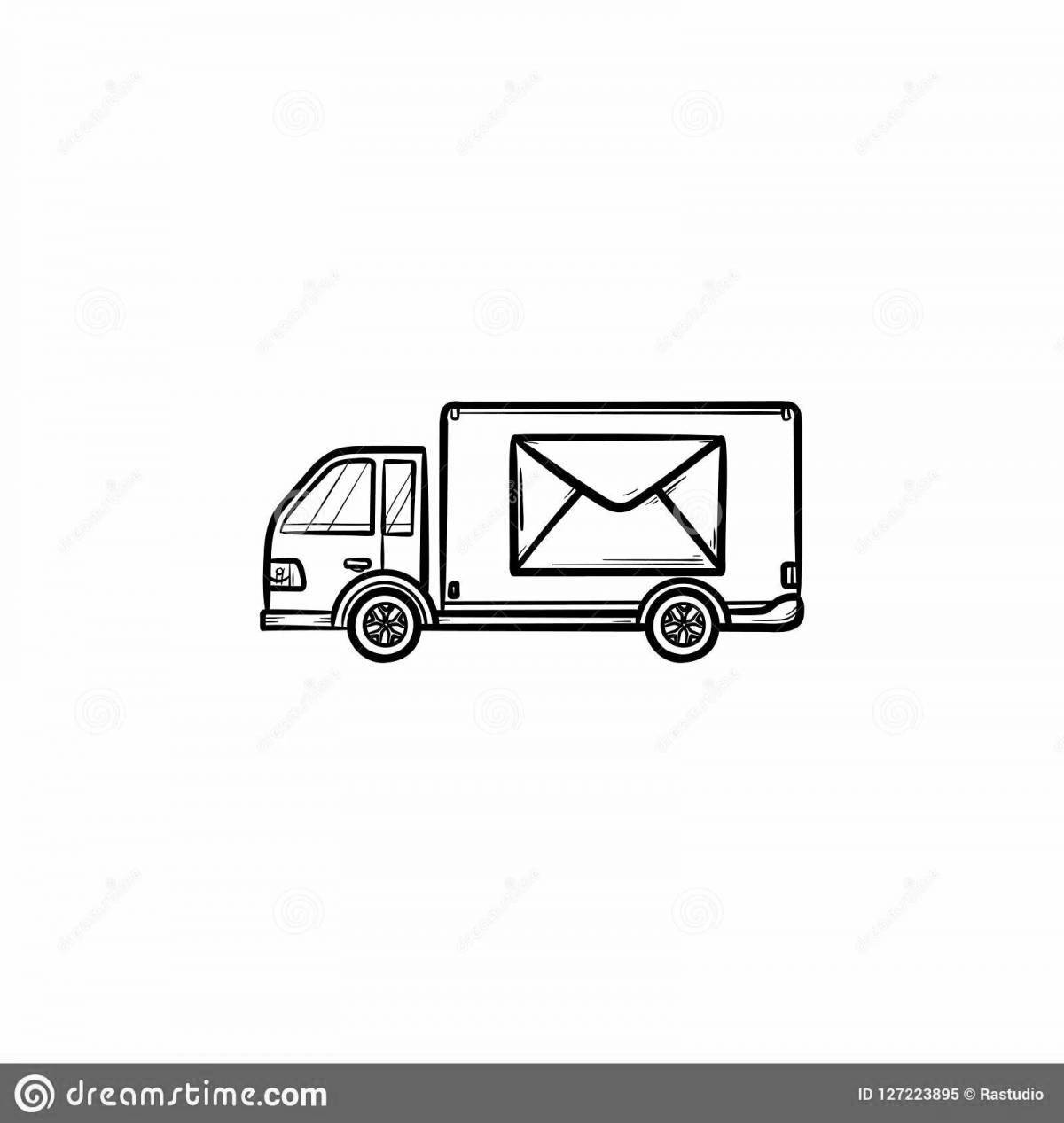 Playful mail car coloring page