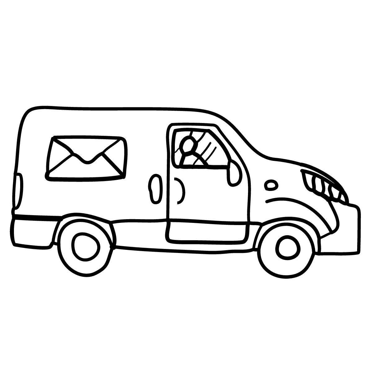 Cute mail car coloring page