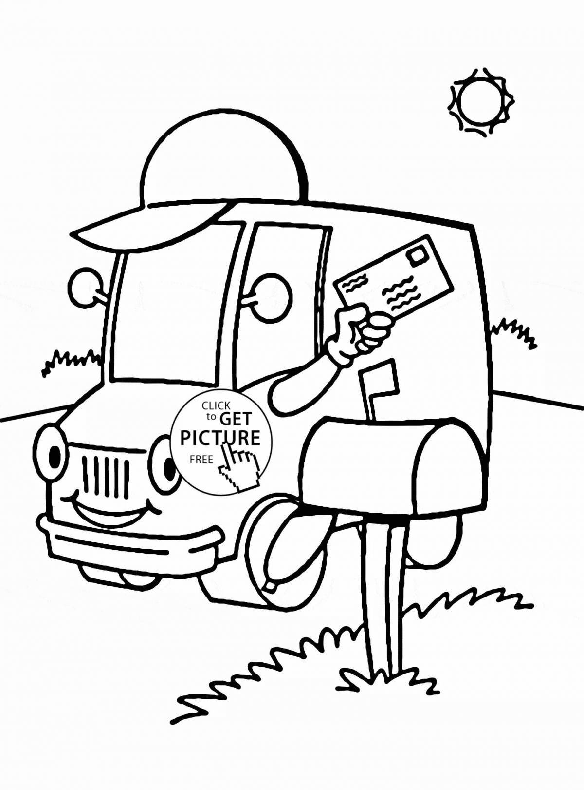 Delightful post machine coloring page
