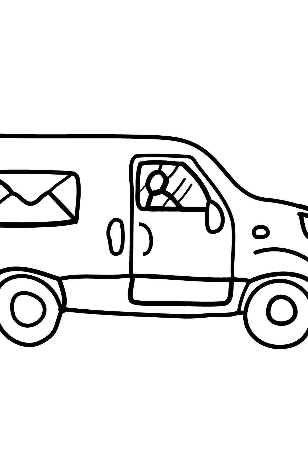 Fancy mail car coloring page