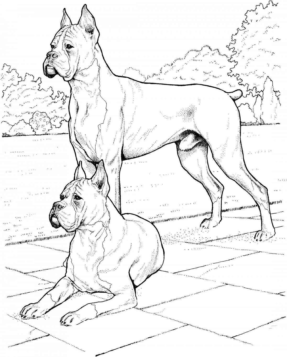 Coloring page energetic boxer