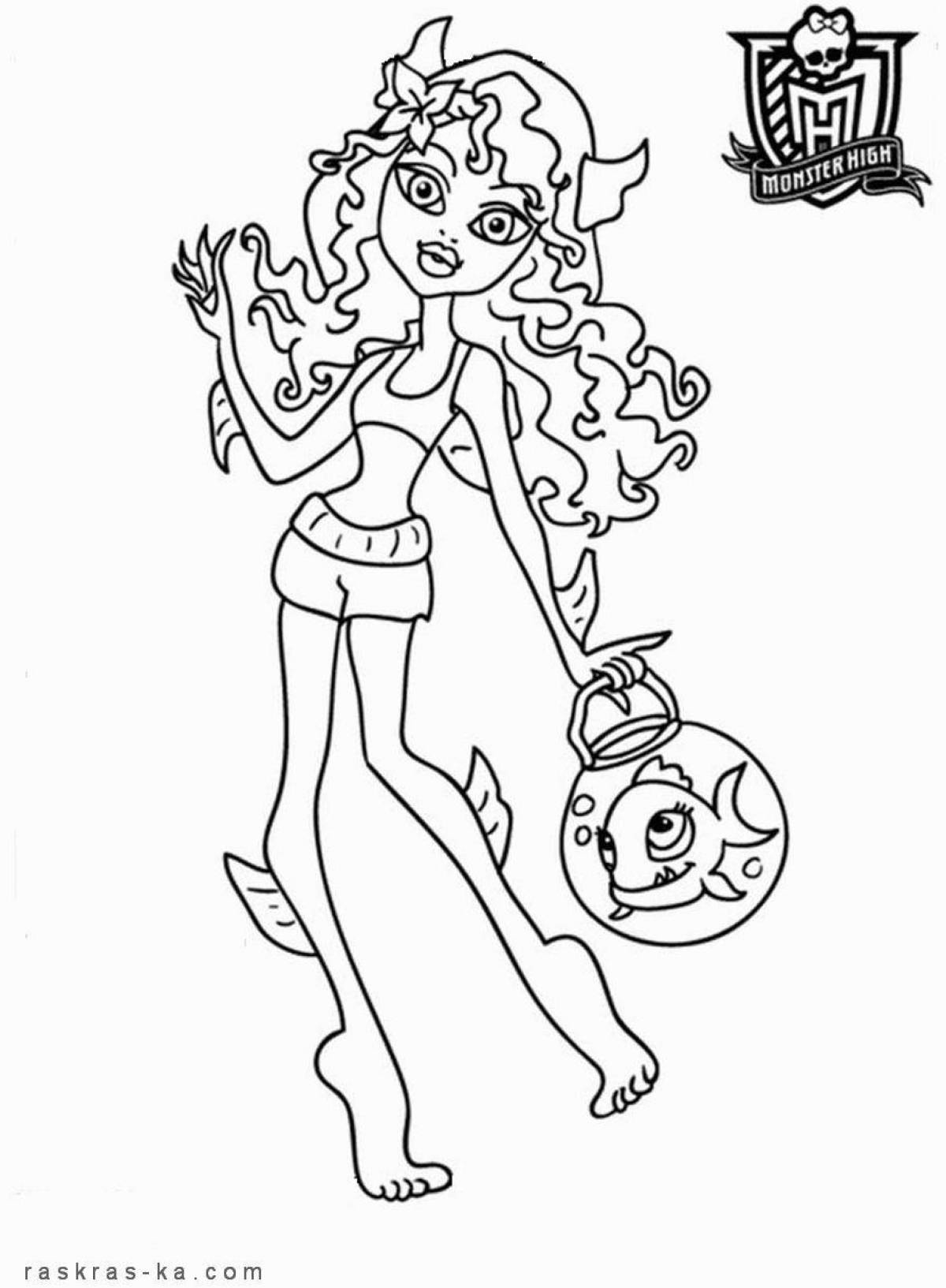 Flaming fire monster coloring page