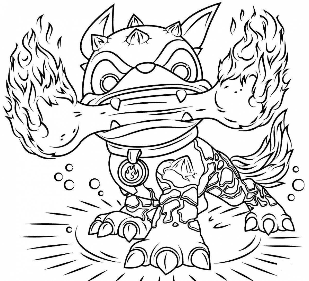 Sizzling fire monster coloring page
