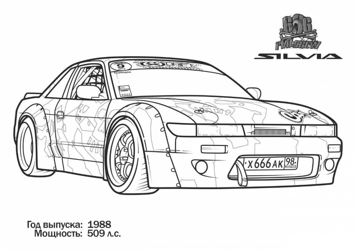 Colorful car tuning coloring page