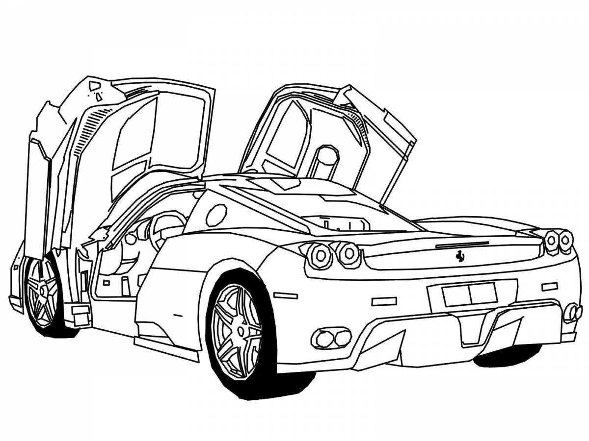 Great car tuning coloring page