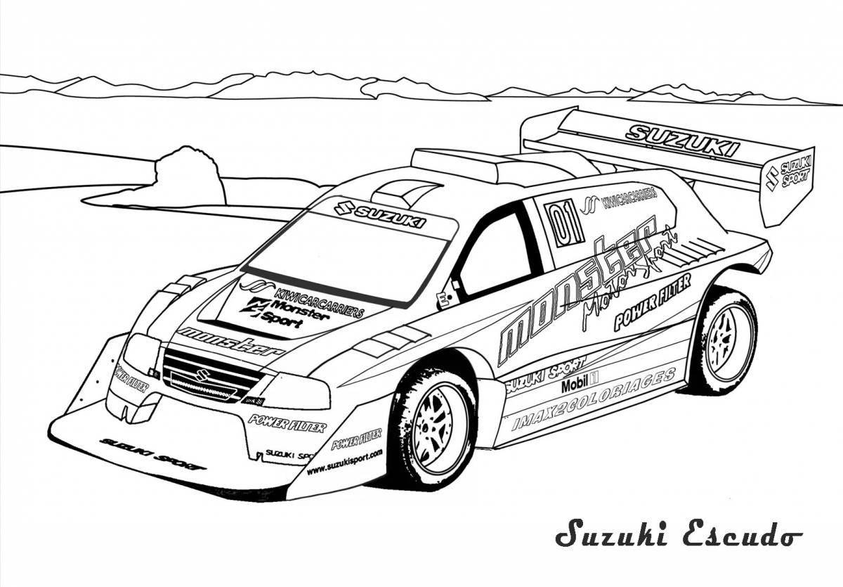 Charming auto tuning coloring page