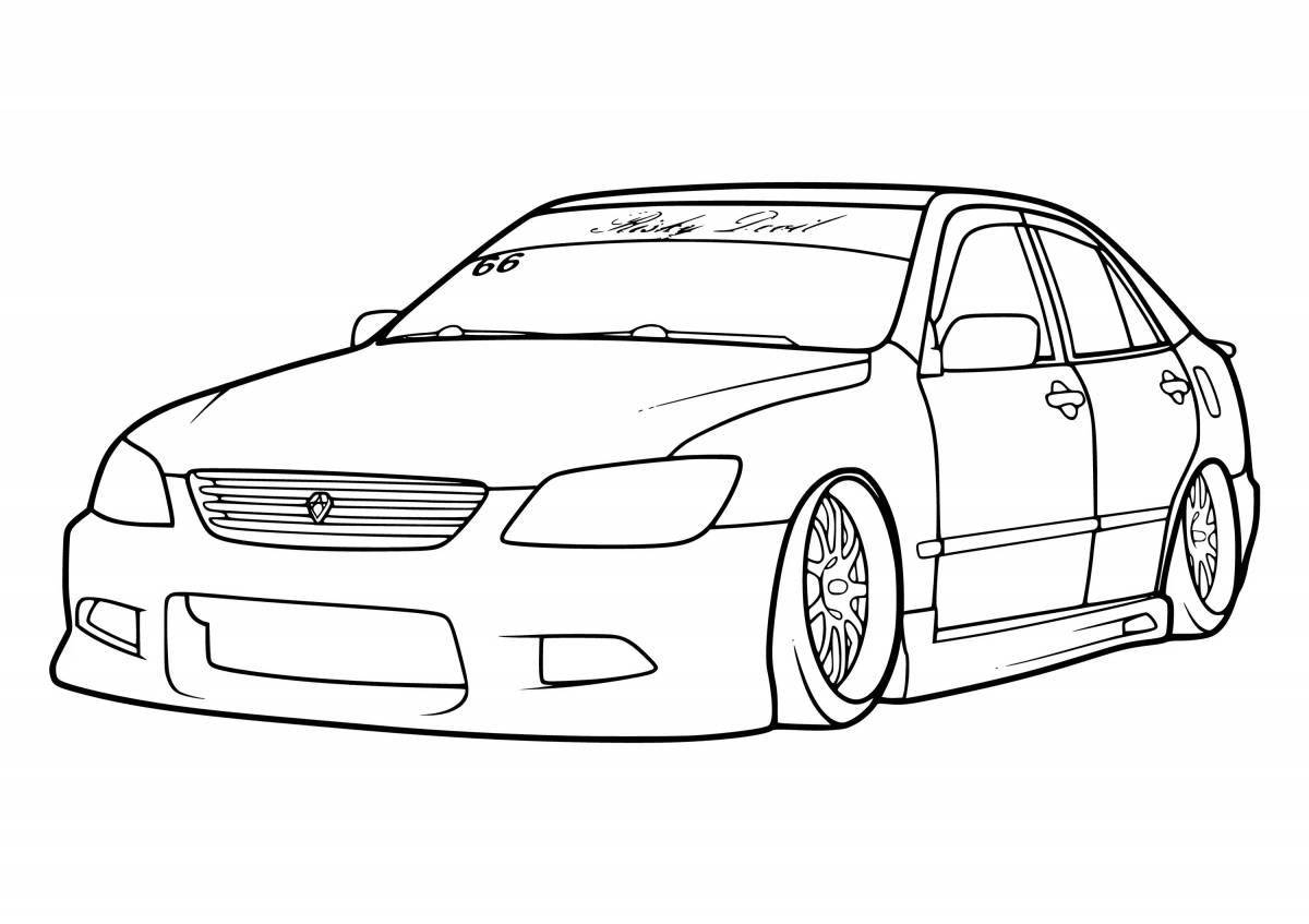 Tempting auto tuning coloring page