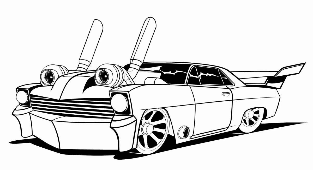 Stylish car tuning coloring page