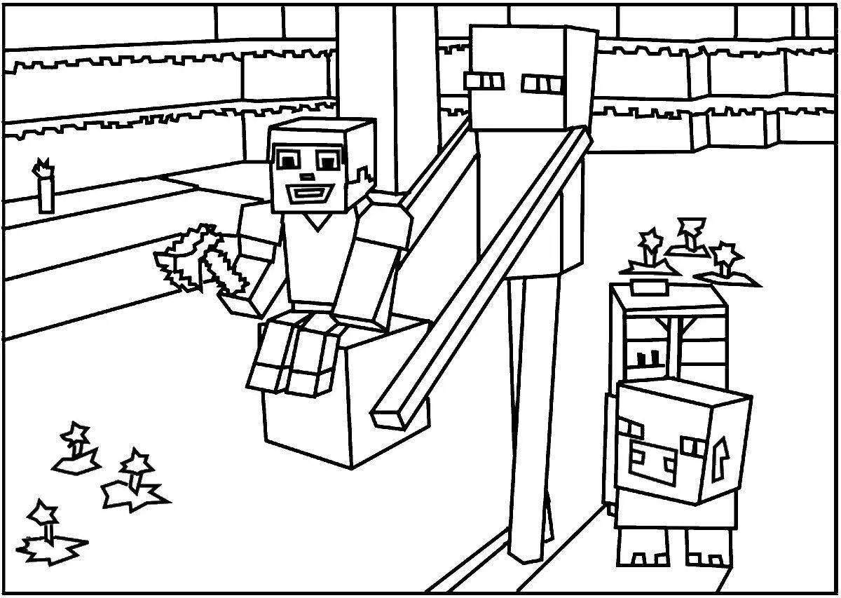 Colorful minecraft guard coloring page