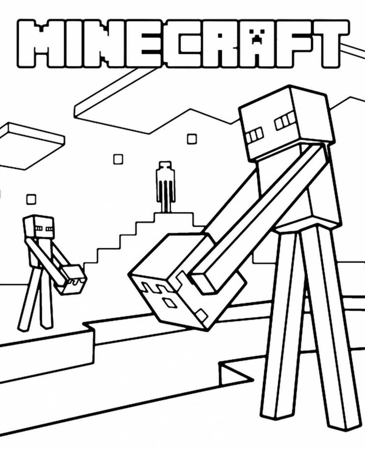 Playful minecraft guard coloring page