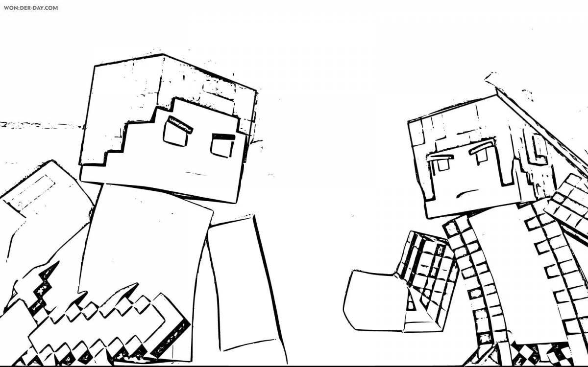 Minecraft guard fun coloring page