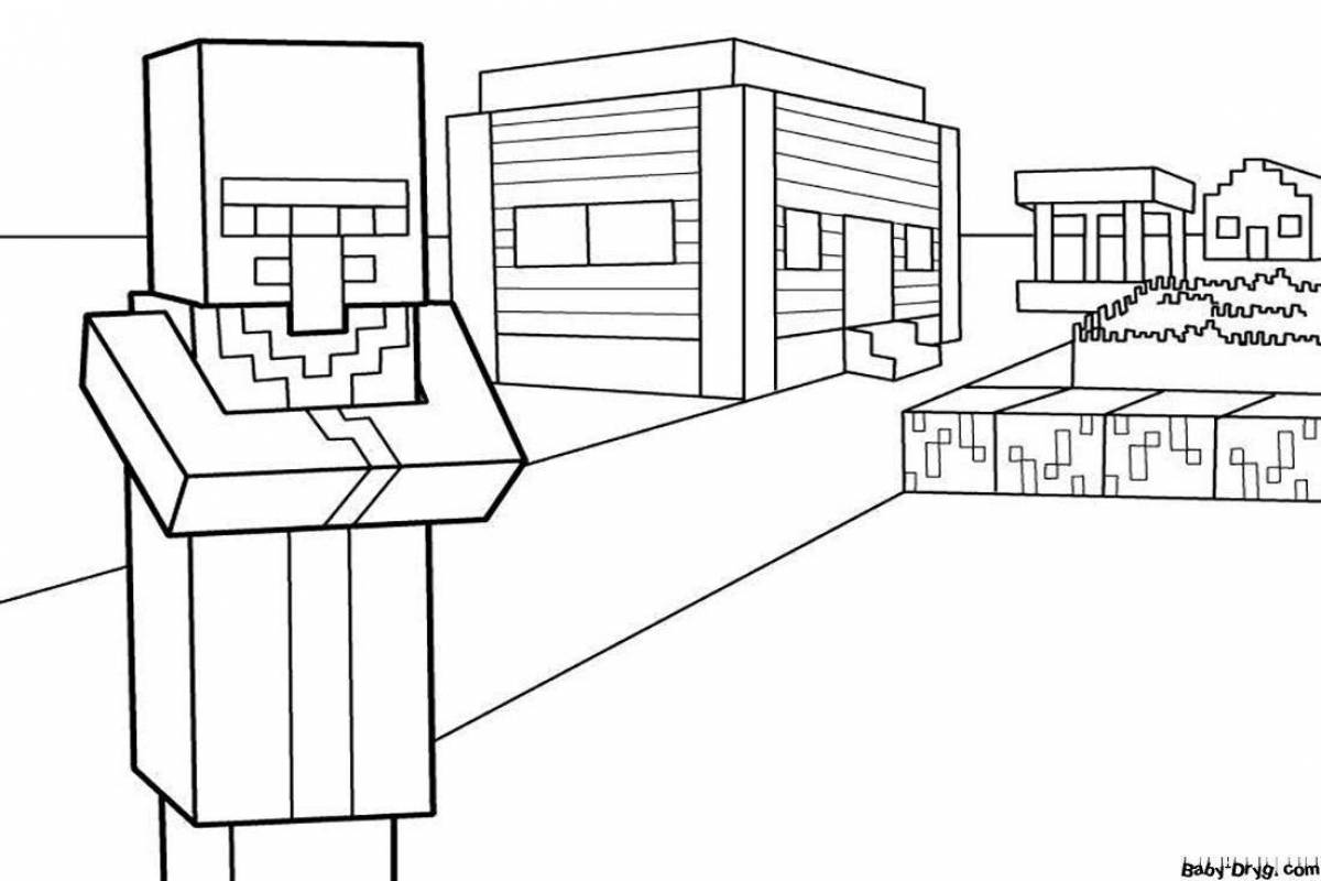 Exciting minecraft guard coloring page