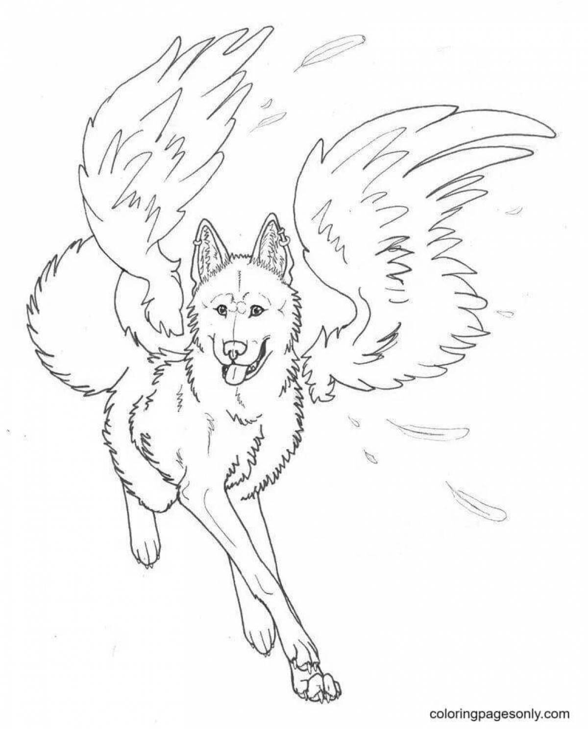 Radiant coloring fox with wings