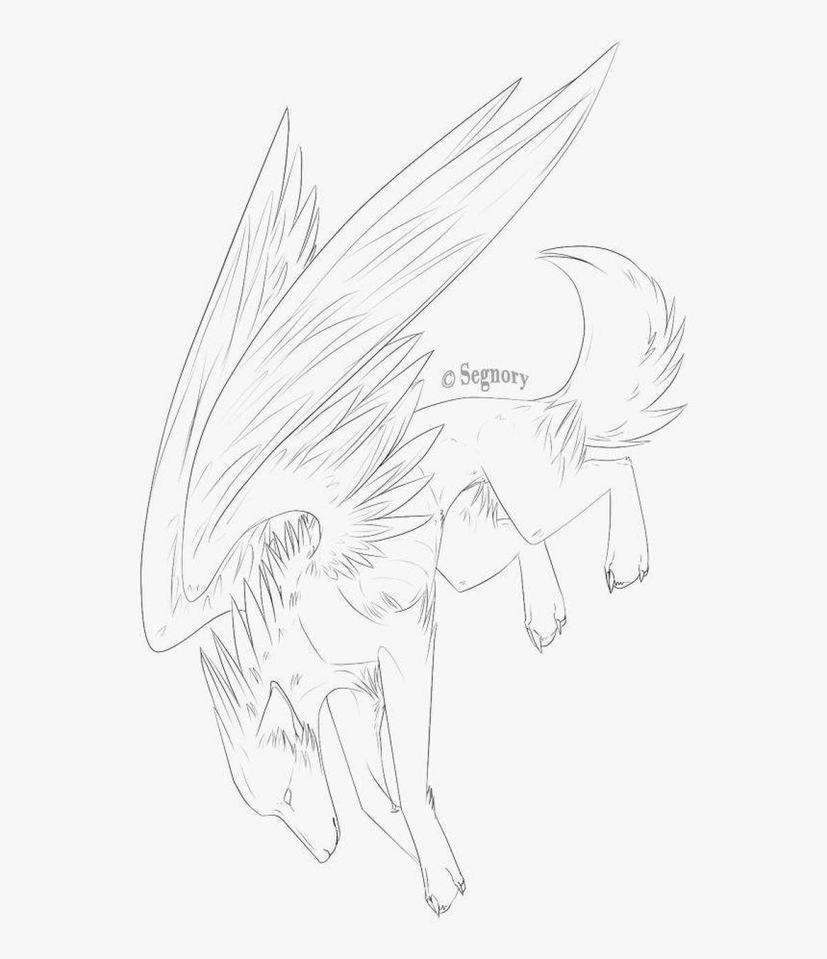 Shiny coloring fox with wings