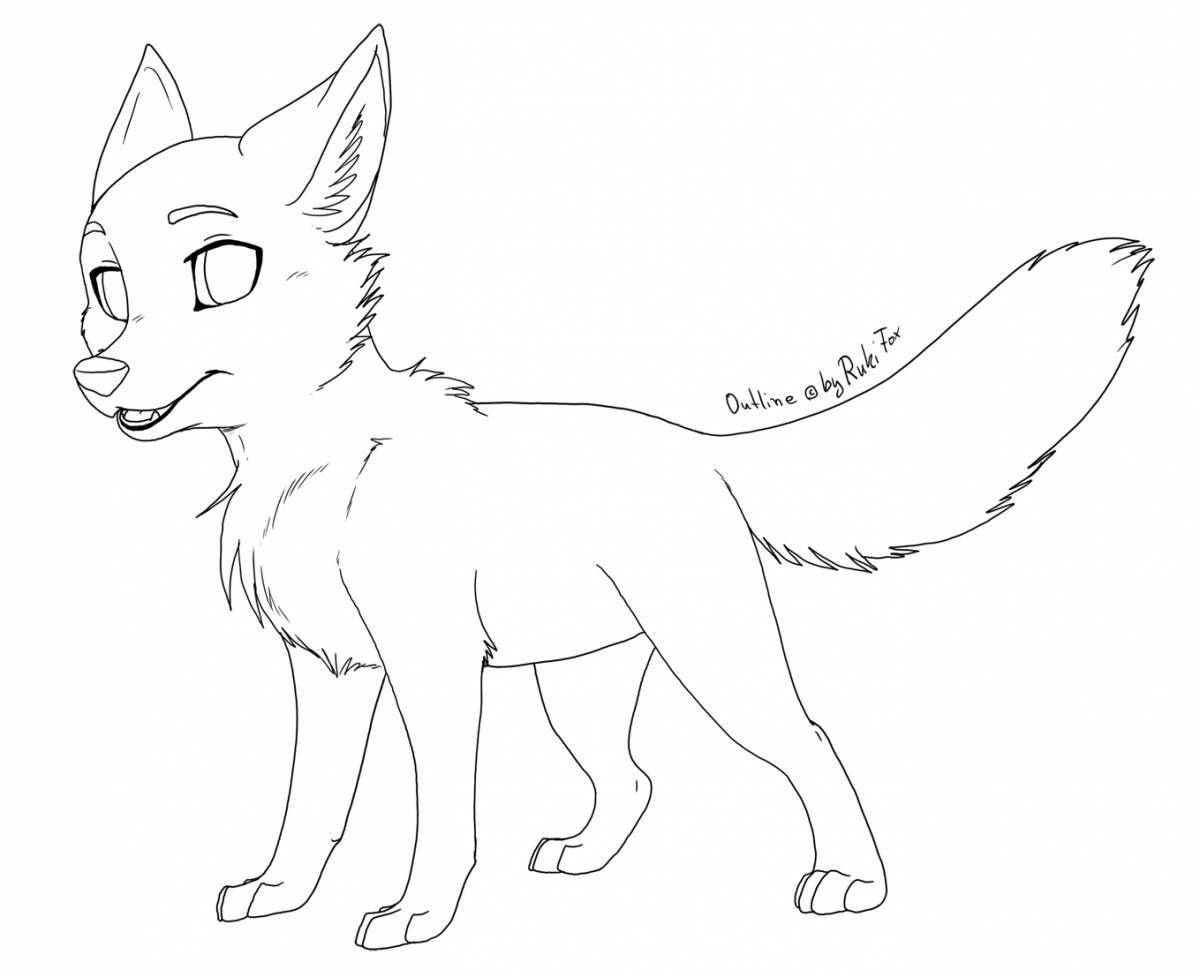 Joyful coloring fox with wings