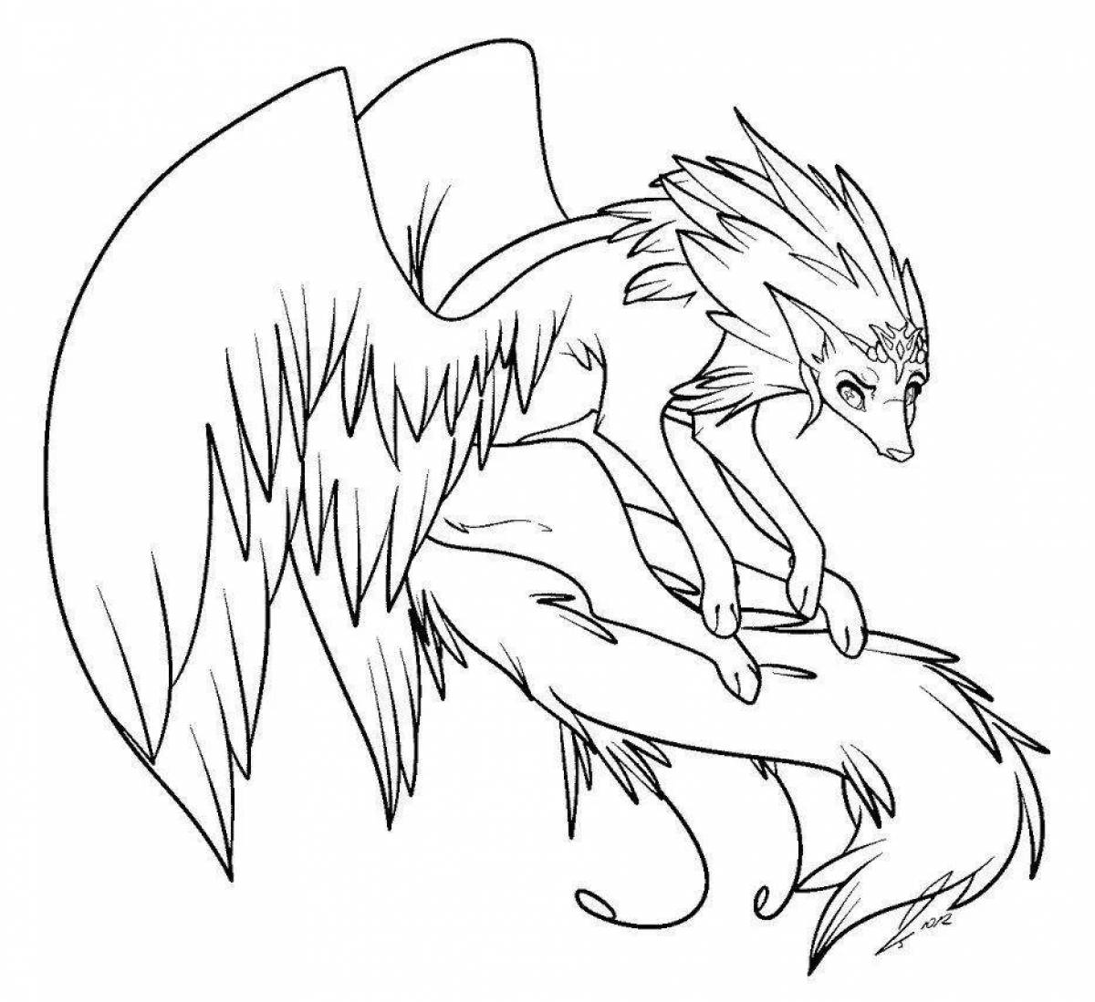 Charismatic fox coloring with wings
