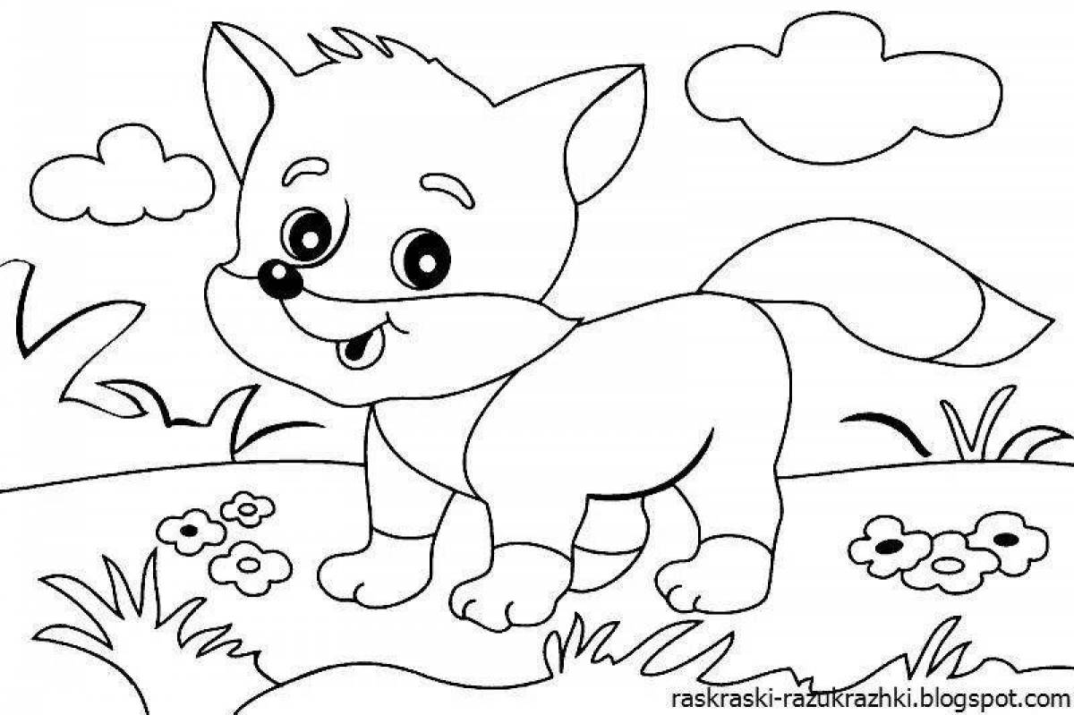 Funny fox coloring for kids