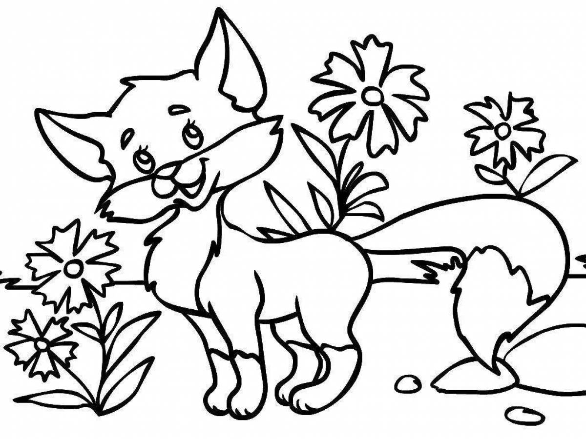 Playful fox coloring pages for kids