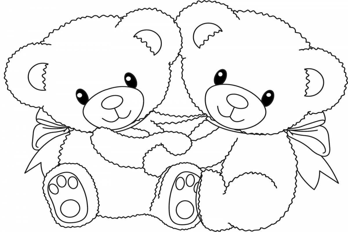 Colorful teddy bear coloring page