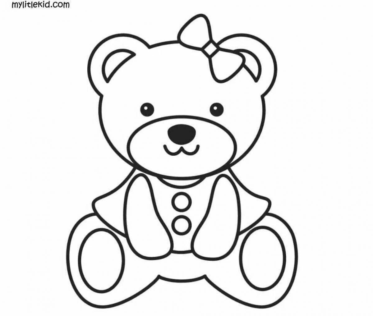 Coloring book fluffy teddy bear