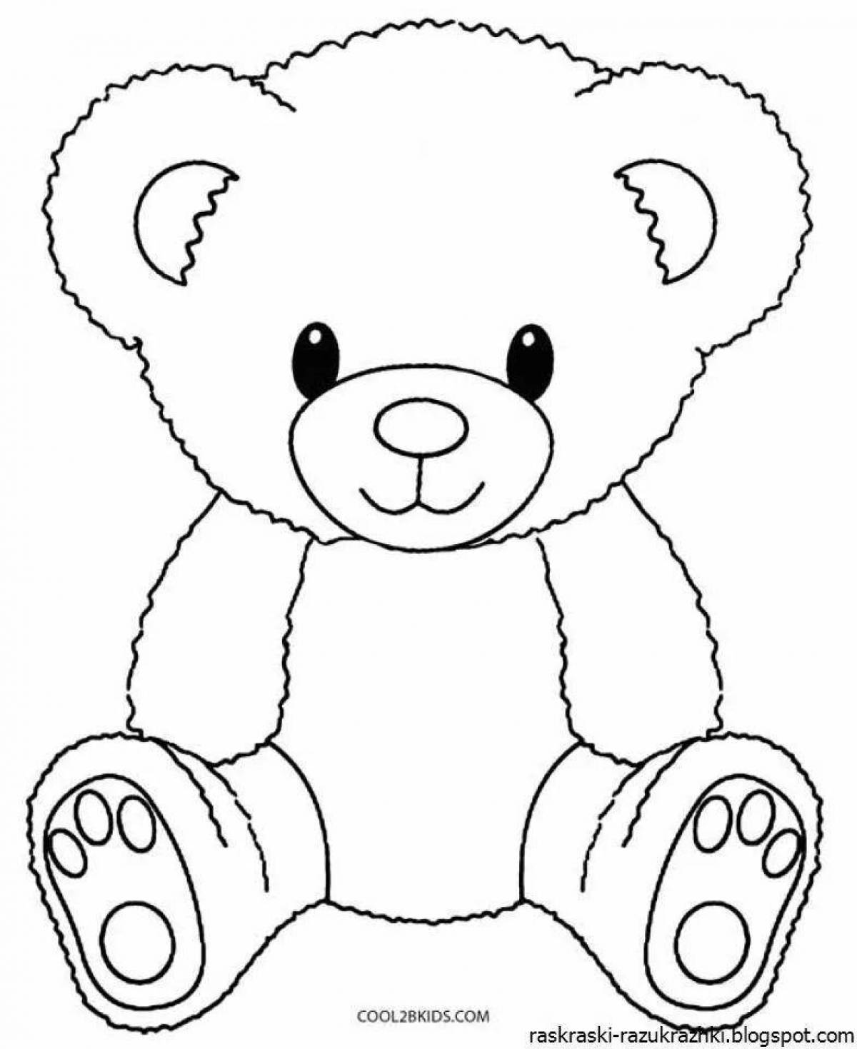 Coloring bright-eyed teddy bear