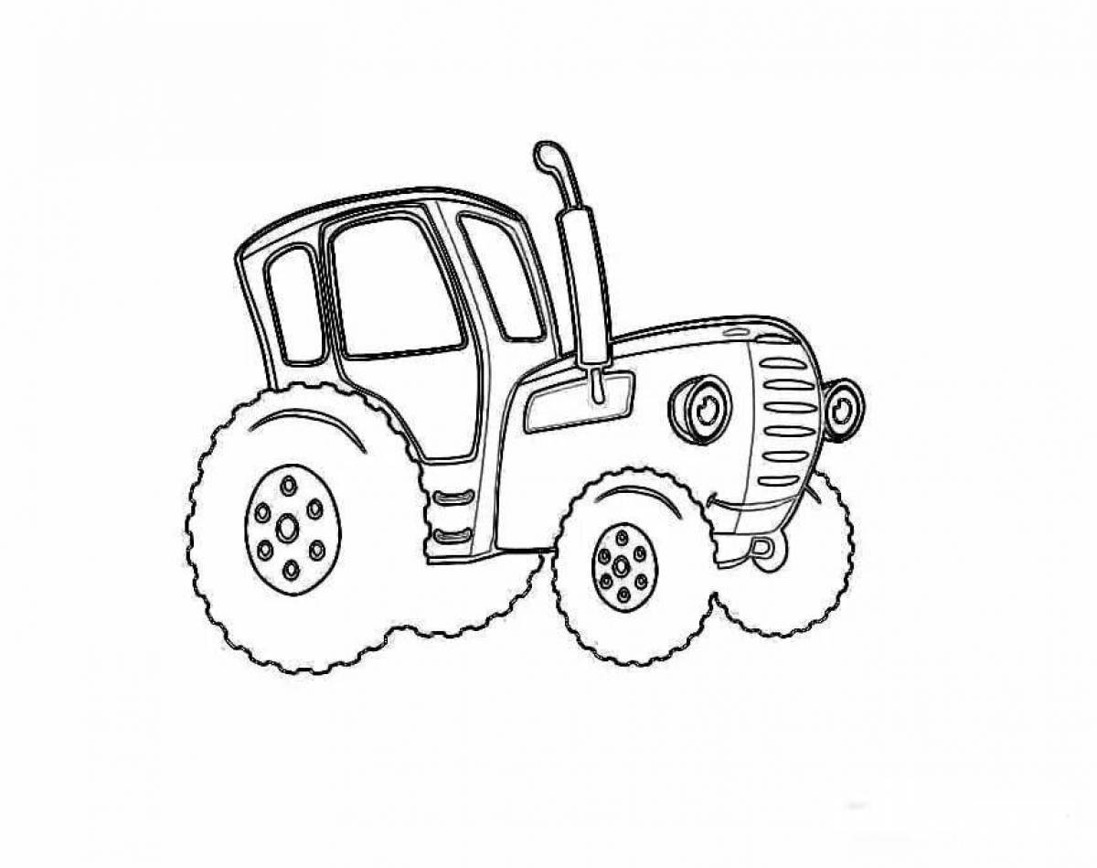 A fun blue tractor coloring book for kids