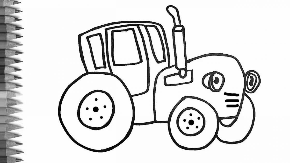 A lovely blue tractor coloring pages for kids