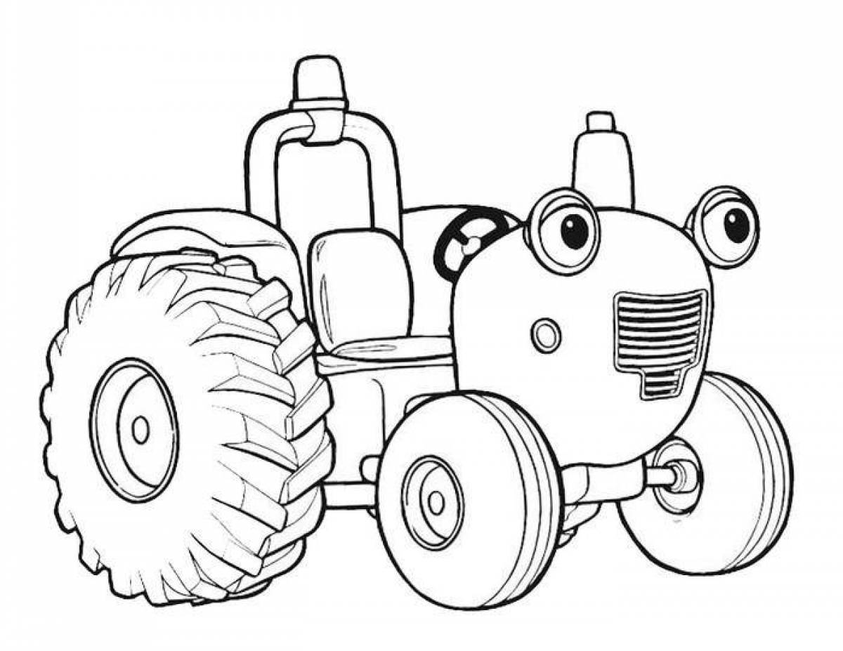 Exquisite blue tractor coloring book for kids