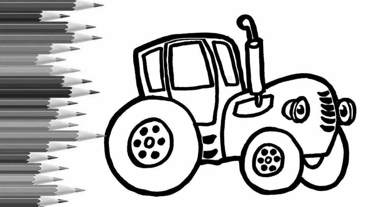 Attractive blue tractor coloring pages for kids