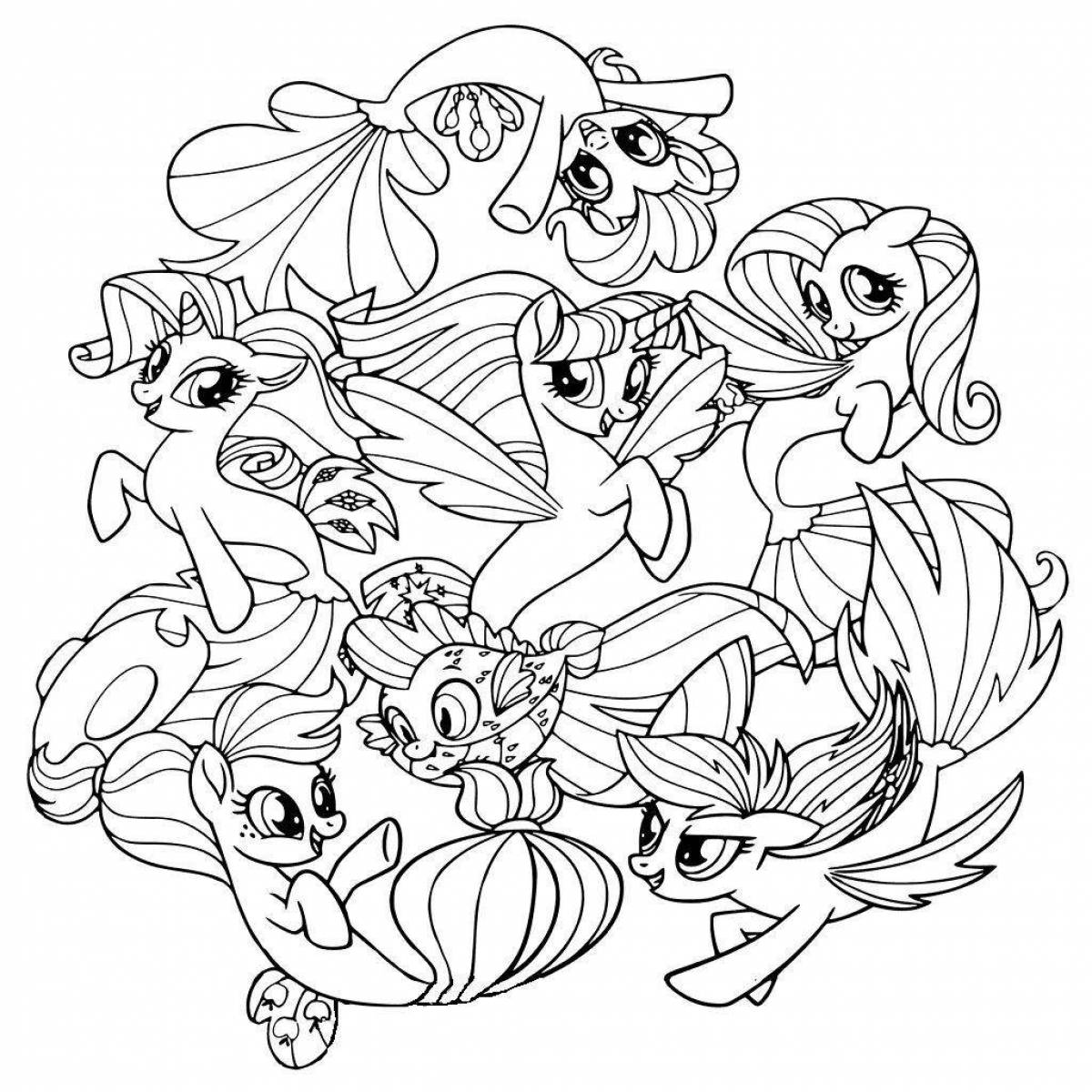 Coloring book sparkling little pony