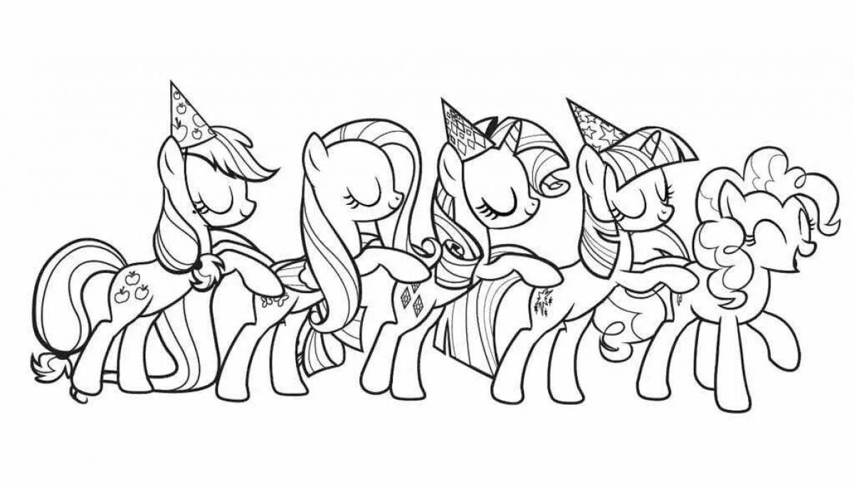 Colorful little pony coloring page