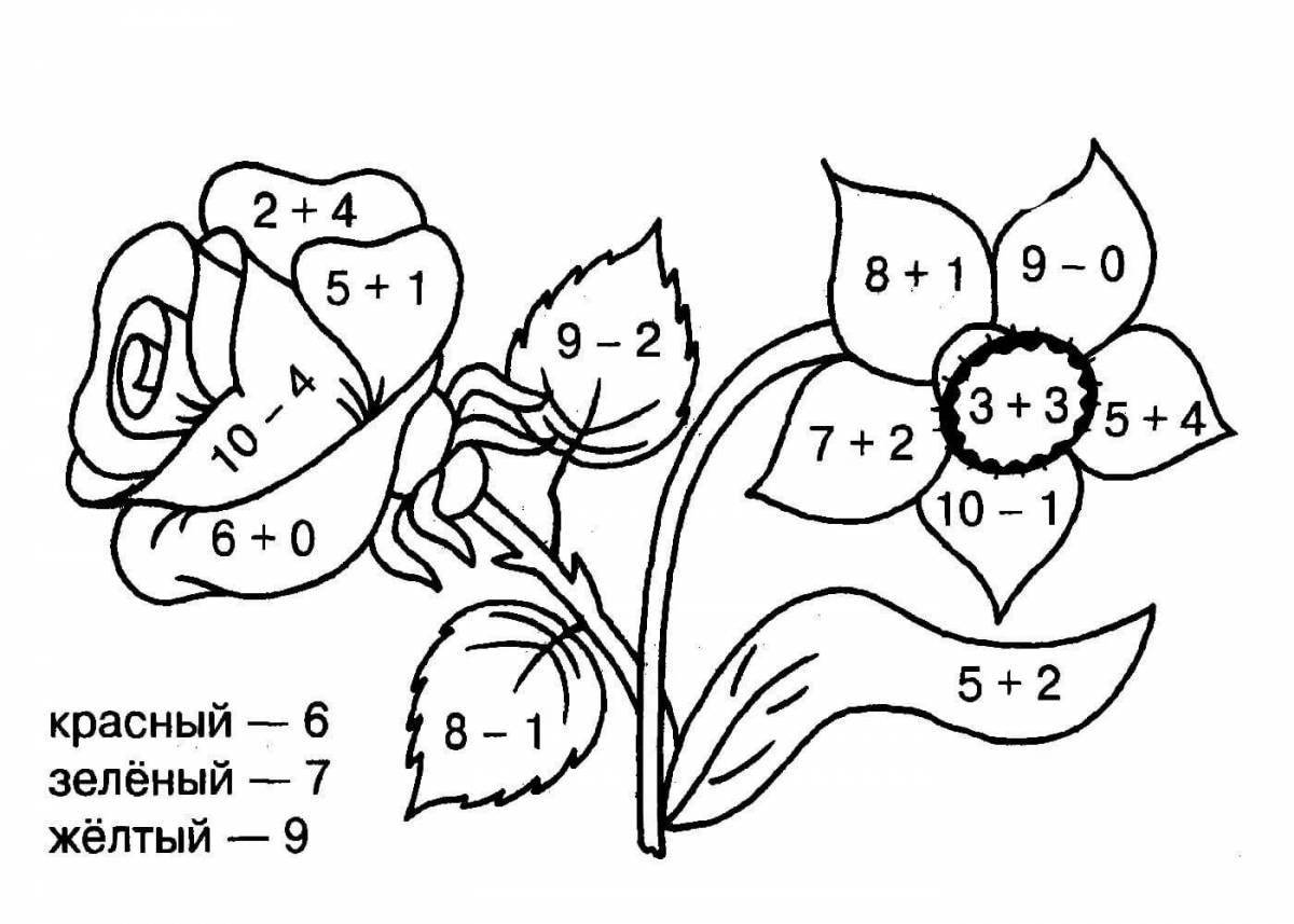 Colored math coloring book for grade 1 within 10