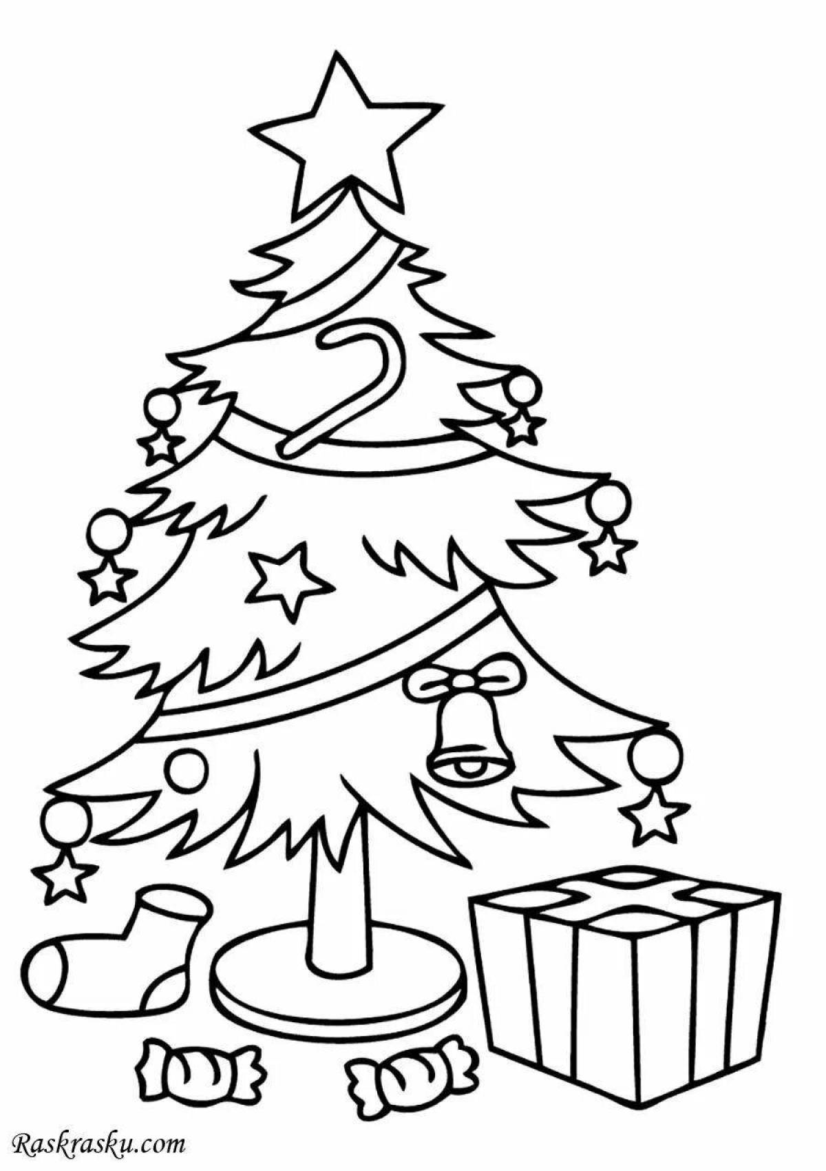 Glitter Christmas tree coloring page