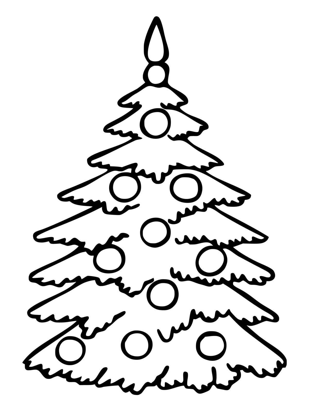 Merry Christmas tree coloring page