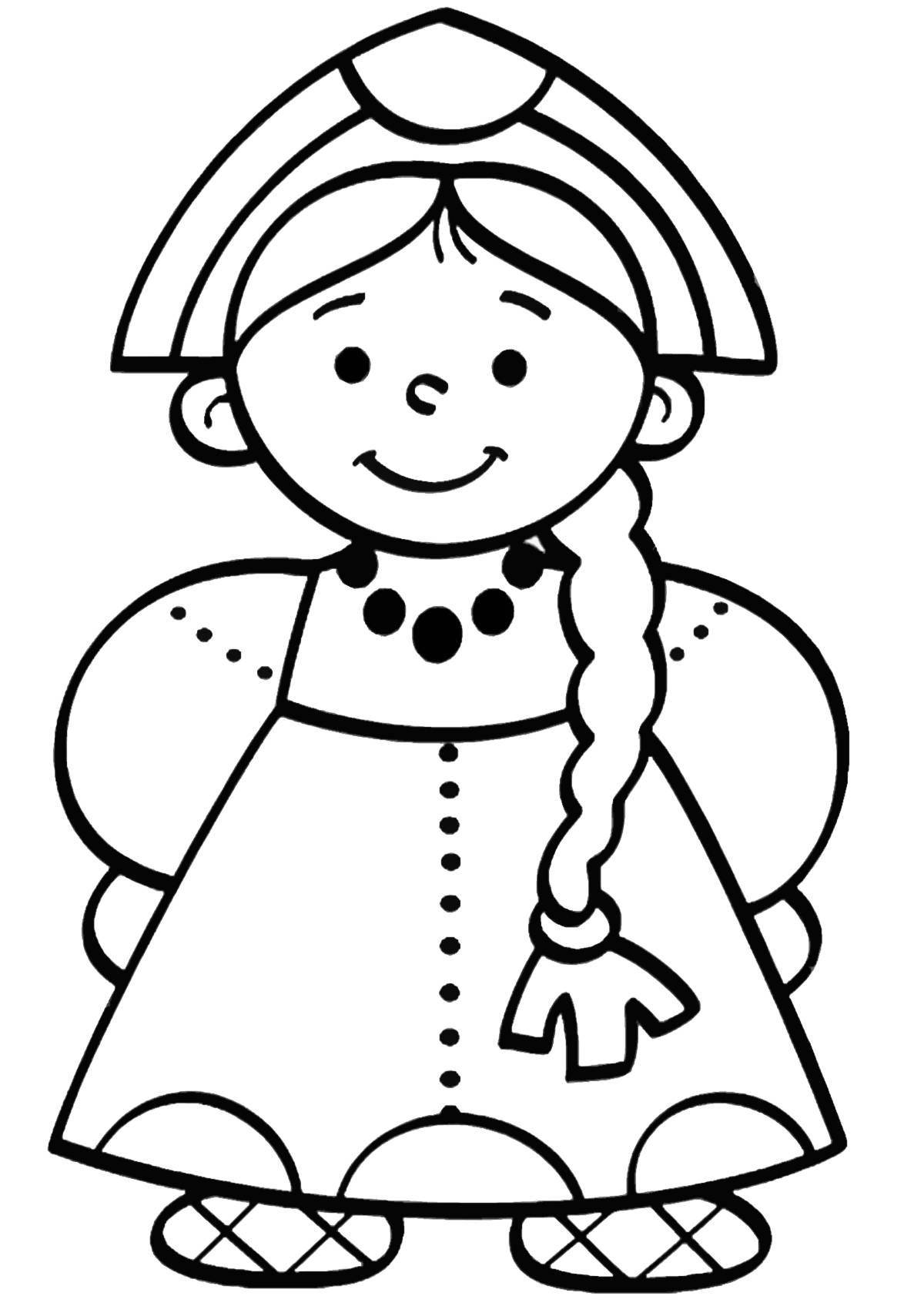Буйная кукла-раскраска для детей