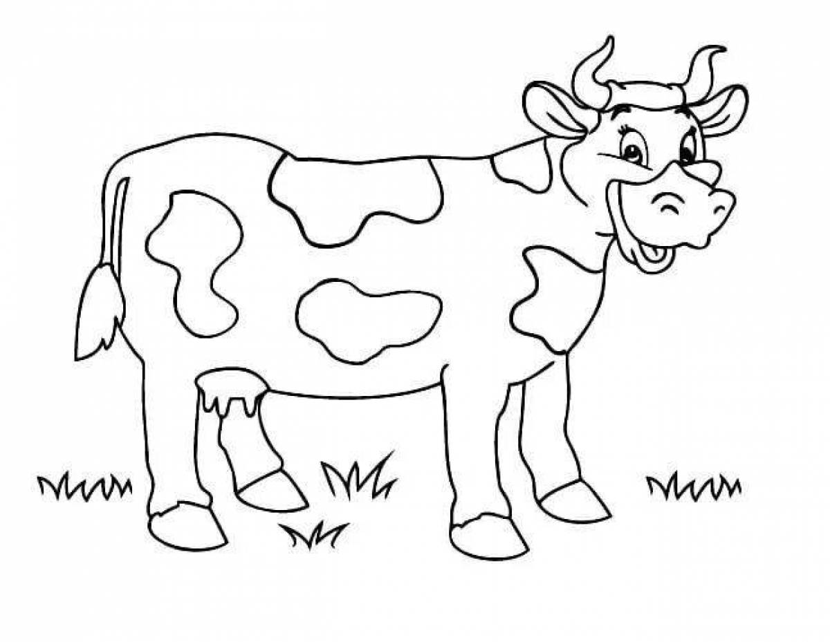 Милая корова-раскраска для детей