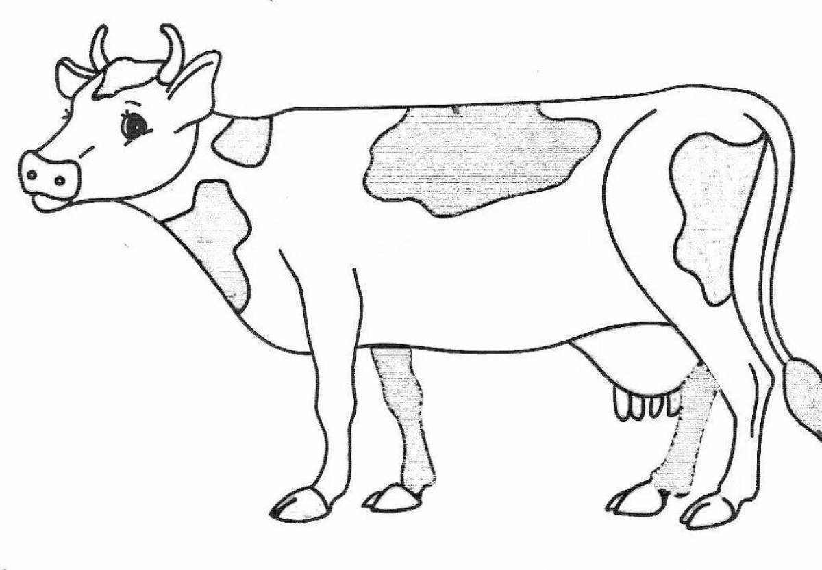 Holiday cow coloring for kids