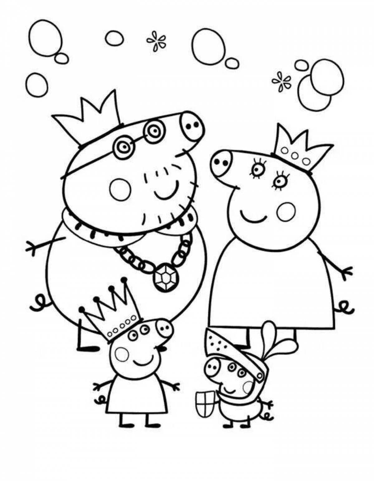 Colorful bright peppa coloring page