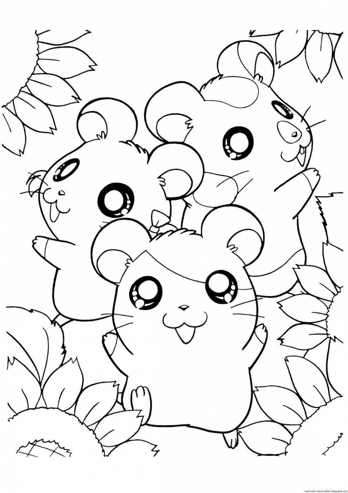 Busy coloring hamster
