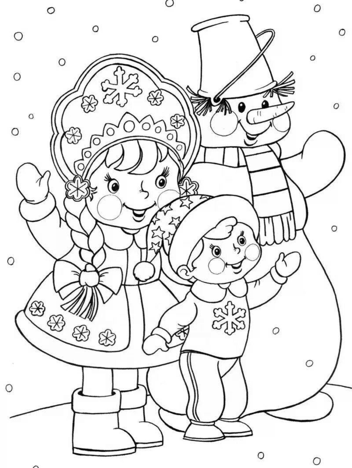 Fascinating Christmas coloring book for girls