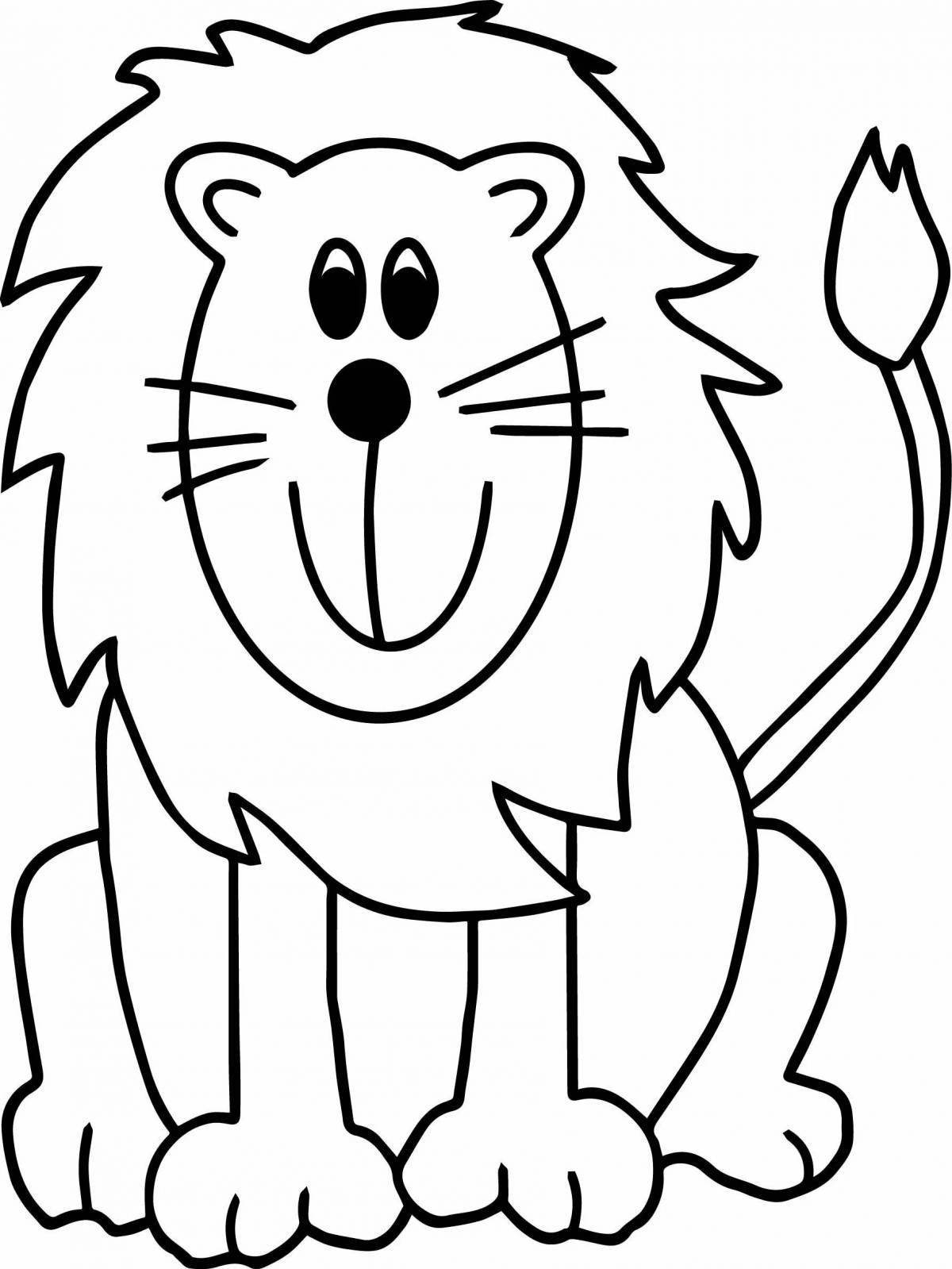 Игривая страница раскраски льва для детей